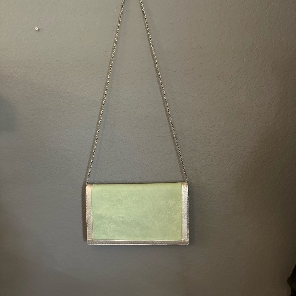 Robin egg blue purse with chain strap